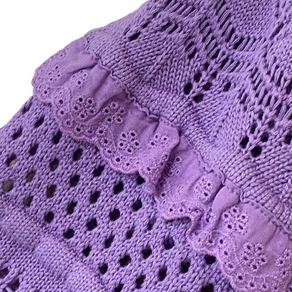 70/21 Pointelle Knit Crochet‎ Square-Neck Sweater Top NWT - Picture 9 of 13